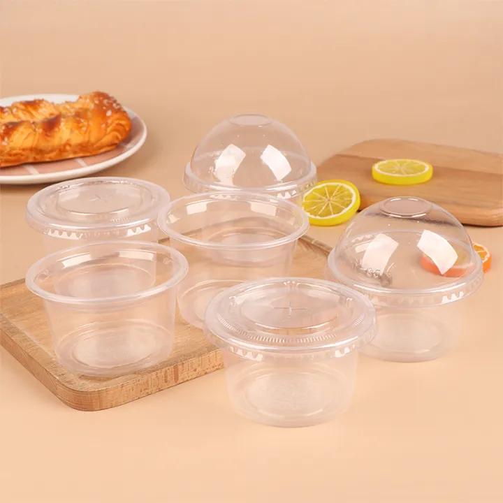 50Pcs 250/300ML Pudding Cups With Lids Plastic Boxes Ice-Cream Dessert Cups Dounp