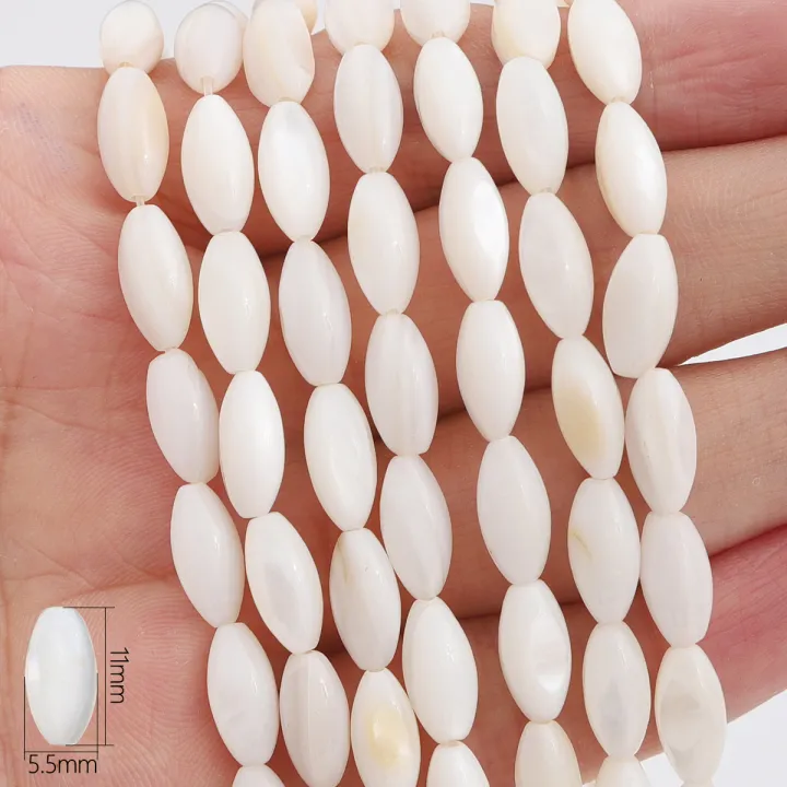 7/10/11mm%20Natural%20White%20Shell%20Beads%20Mother%20Of%20Pearl%20Loose%20Rice%20Oval%20Beads%20For%20Necklace%20Bracelet%20Earring%20DIY%20Jewelry%20Making%2015''%2038cm/Strand%20-%20Image%203