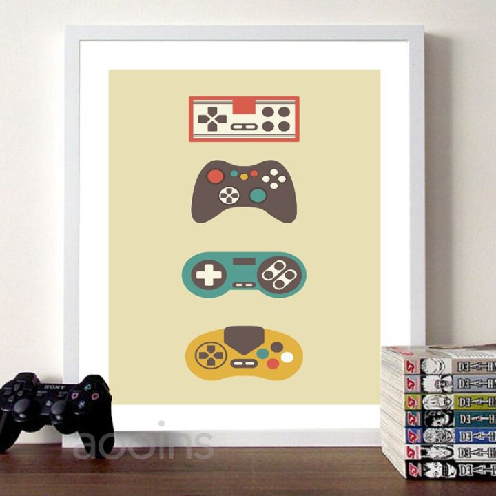 Gamer%20Gaming%20Geek%20Wall%20Art%20Prints%20Playstation%20Buttons%20Just%20Five%20More%20Minutes%20Canvas%20Painting%20Gamepad%20Controller%20Boys%20Room%20Decor%20-%20Image%202