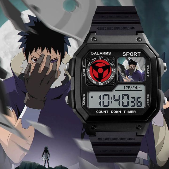 【Hengli jewelry story】Naruto Watch Naruto Sasuke Obito Madara Children's Electronic Watch Alarm Clock Chronograph Wristwatch