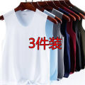 [3 Pieces ] Summer Men's Ice Silk Vest Men's Sleeveless T T-shirt Seamless Elastic Sports Waistcoat Vest Clothes. 