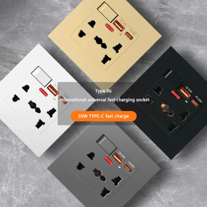 20W%20Type-C%20Plug%20Quick%20Charging%205-pin%20Wall%20Socket%20220V,Plastic%20Electrical%20Wall%20Power%20Outlet%20With%20DC%205V%203A%20USB%20C%20Charger%20-%20Image%203
