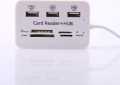Mini Card Reader USB Hub Combo 2.0 High Speed Multi USB 2.0 Hub USB Splitter Portable All In One white. 