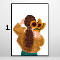 A3/A4 Size framed wall posters aesthetic girl with flowers faceless art girl cute wall posters wall decorations for girls teens. 
