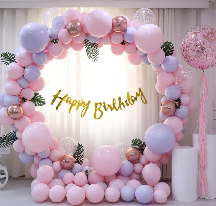 Pastel%20Theme%20Happy%20Birthday%20decoration%20items%20for%20girls,%20women,%20kids%20with%20pink,%20purple%20and%20rose%20gold%20balloons%20and%20happy%20birthday%20cursive%20banner-%20Pack%20of%2058%20Items%20-%20Image%205