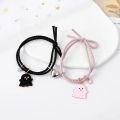 2Pcs Romantic Couple Heart Magnetic Attracting Bracelets for Girl Cute Cartoon Ghost Pendant Bracelet Friendship Halloween Gift. 