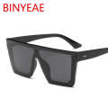 Square Oversized Sunglasses for Women Men Flat Top Fashion Shades (black frame/gray lens. 