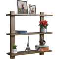 Square Wall Shelf, Decorative Hanging Display for Trophy, Photo Frames, Collectibles, and Much More, Set of 3 (3-Tier – White, walnut, black)). 