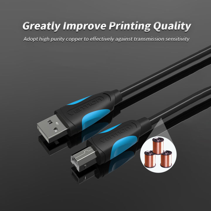 HXSJ%20Vention%20Usb2.0%20Printer%20Cable%20Male%20To%20Male%2010M/32.8Ft%20Printer%20Scanner%20Cable%20Replacement%20For%20Hp/Canon/Epson%20(Black)%20-%20Image%203