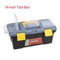 14-inch Tool Box Plastic Tool Box with Tray and Organizers Includes Removable Three Small Parts Boxes. 
