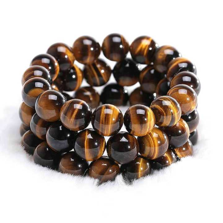 thumbnail image 2 of Natural Yellow Tiger's Eye Gemstone Necklace - 18" Round Bead Strand With Teardrop Charm - 8/10/12mm 2 of 6