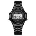 Vintage Fashion Small Round Watch Steel Band Small Gold Watch Unisex Hong Kong Style Exquisite Digital Display Luminous Electronic Watch. 
