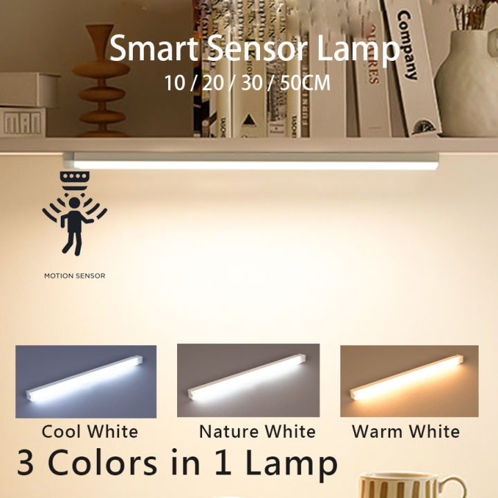 Sensor Led Usb Recharge Wireless USB TypeC Rechargeable Motion Sensor LED Bar Induction Night ...