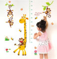 Buy More One Giraffe with Monkeys Height Measuring growing kids measurement chart cartoon animals tree bridge baby children bedroom room wall decoration wall stickers removable kids nursery decal sticker. 