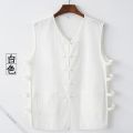 Vest Cotton Linen Linen Men's Vintage Undershirt Summer Old Man Shirt Casual Waistcoat Chinese Button Knots Vest Sleeveless Vest. 