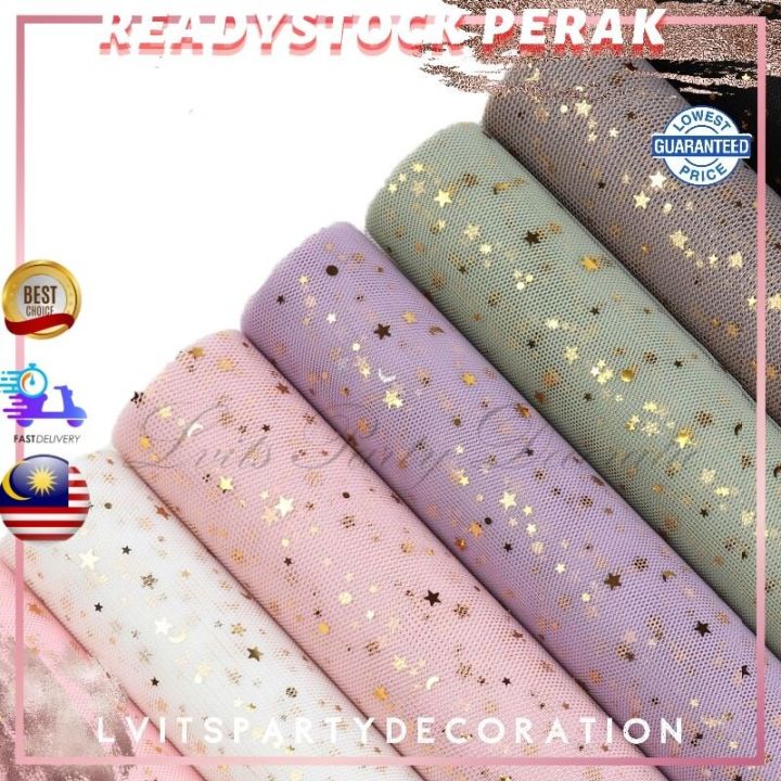 🇲🇾[ReadyStock]5M GAUZE STAR NET ROLL LACE MESH Flower Wrapping Paper ...
