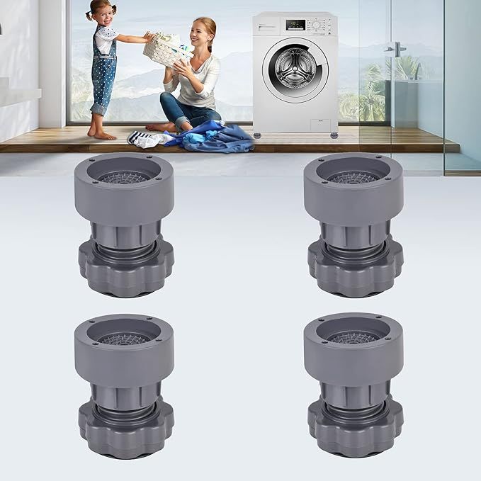 Adjustable Washing Machine Support Frame to Eliminate Shock and Noise,Anti-Walking Device Pad for Washing Machine and Dryer，Protects Laundry Room Floor.
