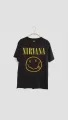 Nirvana T shirt aesthetic T shirt  Black Oversized and Slim Fit t shirt Jet Black and White Print tiktok T shirt For street style most viral T shirt in the world Cotton Black T shirt. 