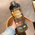 2L Sports Straw Water Bottle with Stickers Portable Large Capacity Fitness Bike Cup Summer Ice Cold Water Jug with Time Marker. 