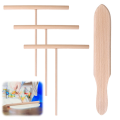 4 Piece Spatula Set Wooden T Sticks for Spreading Pancake Batter Wood Color Kitchen Tool Utensils for Uniform Crepe Maker. 