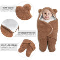 Teddy Bear Blanket Swaddle Newborn Baby Hooded Wrap Bag Newborn Sleep Warm Bag. 