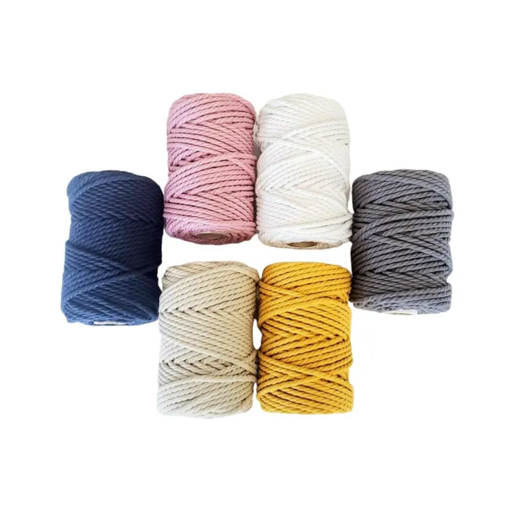 ST 4pcs Double Twisted Macrame Cord 3mm, Soft Unstained Cotton Rope DIY Craft Cotton Cord for Plant Hangers Knitting, Wall Hangers, Decorative Projects (1 PCs - 10 yards)