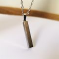 Men’s Geometric Spiral Rectangle Pendant Necklace, Stainless Steel Fashion Jewelry. 