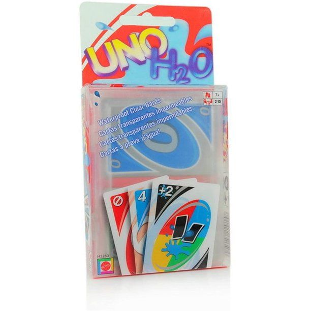 UNO H2O Card Game - Waterproof and Pressure Proof PVC Plastic Transparent Playing Card Set (108Pcs/Set)