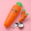 Cartoon spoon Baby rice spoon cute short spoon Fork Child cutlery set Stainless steel baby learn to eat cutlery Baby plate set. 