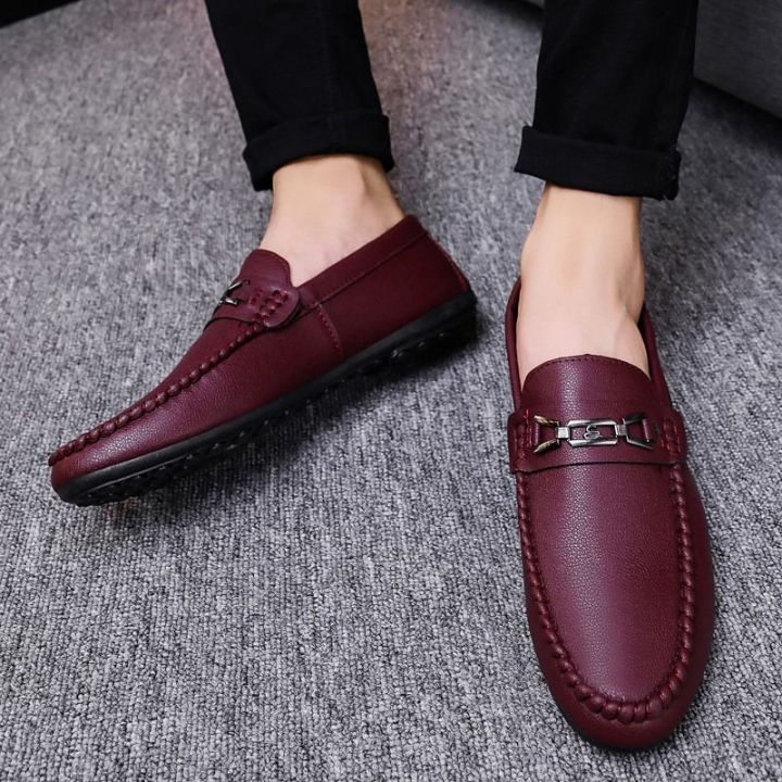 Tods Men's Spring New Fashionable Men's Shoes Casual Leather Shoes Korean Style All-Matching Lazybones' Shoes Slip-on Men's Fashion Shoes
