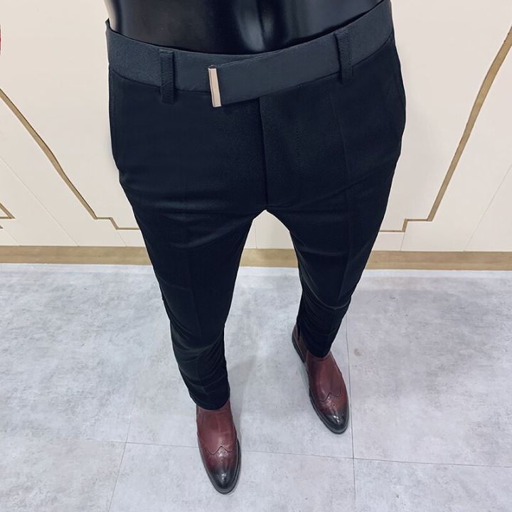 Spring Formal Suit Pant Men Slim Fit Trousers Office Work Pant Man Wedding Banquet Club Social Casual Pants Plus Size 28-36
