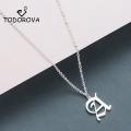 Todorova Old English Capital Initial A-Z Letter Pendant Necklace Men Vintage Font Necklace Women Jewelry. 