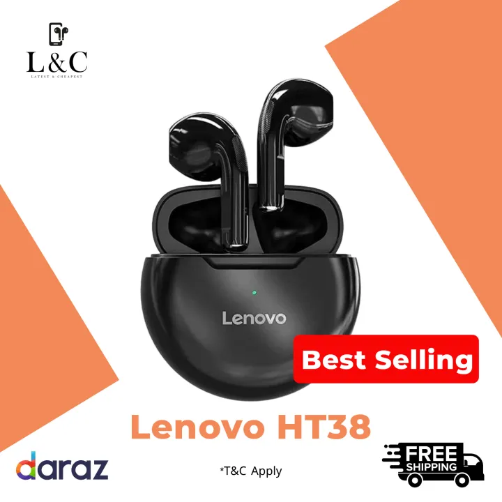 Lenovo HT38 TWS Earphone Wireless phone Bluetooth Headphones AI Control Mini Headset Dual Mic Noise Reduction HiFi Stereo Earbuds