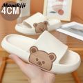 Cartoon Bear Women Slippers Summer Slides Beach Shoes Eva Indoor Women Flip Flops Men's Thick Soled Non-Slip Home Couple Sandals. 