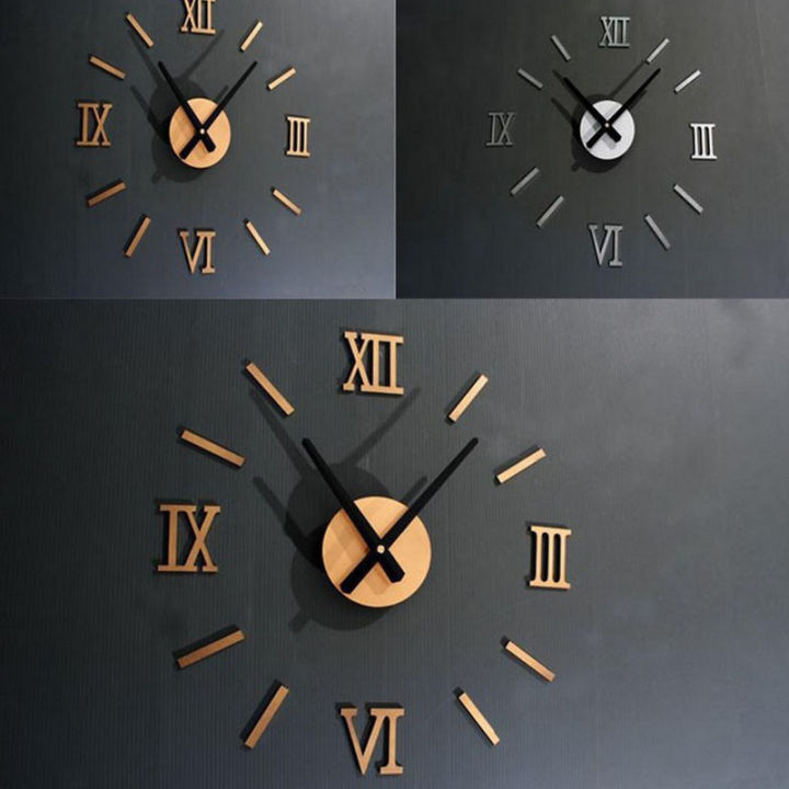 【HOT】 DIY Quartz Clocks Sticker 3D Wall Clock Roman Numeral Mirror Acrylic Home Wall Self Adhesive Hanging Watch Decoration Sticker