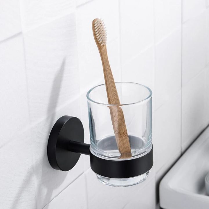toothbrush holder Black Toothbrusher Holder Glass Cup Elegant Hotel Home Bathroom AccessoriesInspection Tools