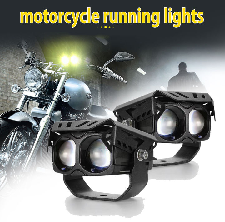 Motorcycle LED and Car Mini Driving Light Set Five Modes (2PCS) LED Headlight Fog Light 60W 12000lm Driving Headlight Bulb IP68 Waterproof Auxiliary Spotlight + DRL Blue