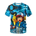 Pokemon Pikachu Charizard 3D Summer Fashion Cartoon T-shirt Anime Pokémon Hip-Hop Casual Children Short Sleeves Boys And Girls. 
