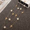 Woman's Camellia Flower Pendant Long Pearl Necklace For Woman Gift Multiple Ways of Wearing Sweater Chain Jewelry. 