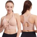 Women Zip Front Sports Bras Push Up Yoga Underwear Vest Wireless Post-Surgery Bra Active Yoga Gym Workout Top Plus Size. 