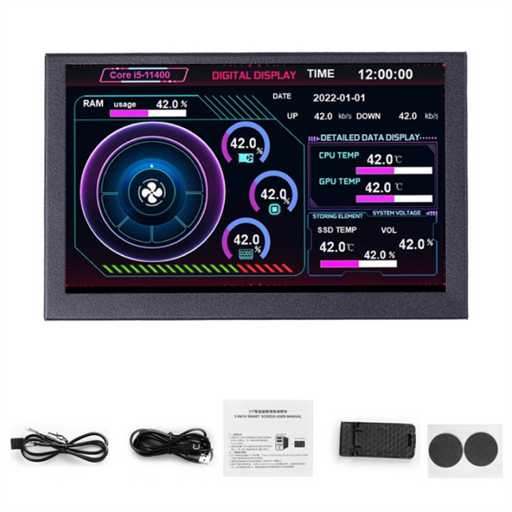 BRADOO 5-Inch USB-C Sub-Screen Chassis IPS Computer Sub-Screen Graphics ...