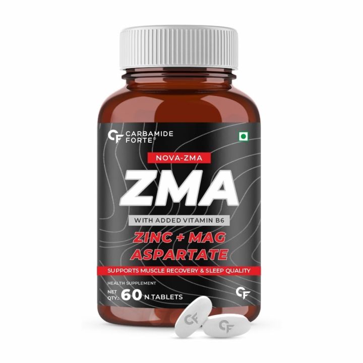 Carbamide Forte ZMA and Zinc Supplement for Men | Zinc and Magnesium Supplements with Vitamin B6 | Zinc tablets for Muscle Strength | Supports Muscle Recovery and Sleep Quality| 60 Tablets (0144)