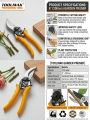 Pruning Garden Shears Professional 8 inch Aluminum Alloy Premium Plant Scissors Secateurs with Ergonomic Handle, Bypass Hand Pruners Branch Gardening Clippers for Plants - Toolmak. 