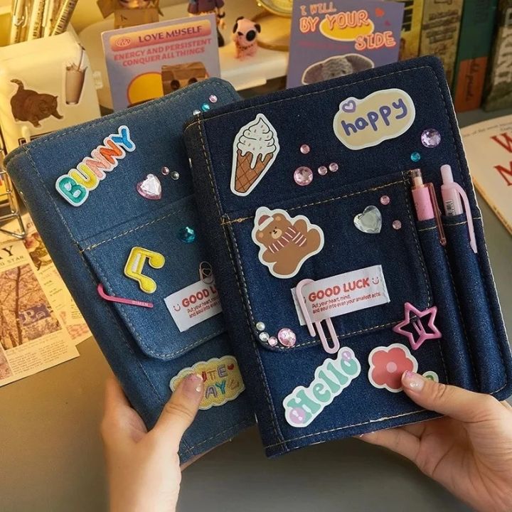 dairy%20books%20for%20girls%20Notebooks%20A5%20Binder%20Journal%20Denim%20Hand%20Photocard%20Holder%20Diary%20Gift%20Card%20Storage%20Girl%20Notebook%20Stationery%20Korean%20School%20Supplies%20-%20Image%202