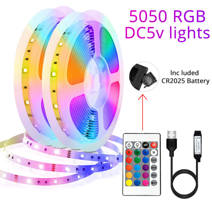 WS2812B, 5050 RGB SMD Led Strip 5M Lights 5V USB Neon Tape Diode ...