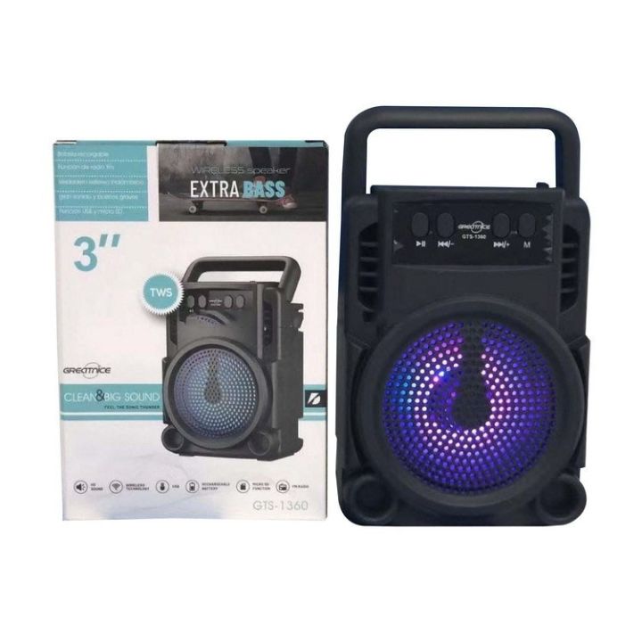 Bluetooth Speaker GTS-1360 3 inch Super Bass Portable Splash Proof Wireless Bluetooth Speaker