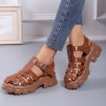 【FOOT SOFA】-2023 New Women's Sandals Thick Sole Hollow Roman Sandal Buckle Luxury Design Comfort White Beach Shoes Summer Sandals for Women. 
