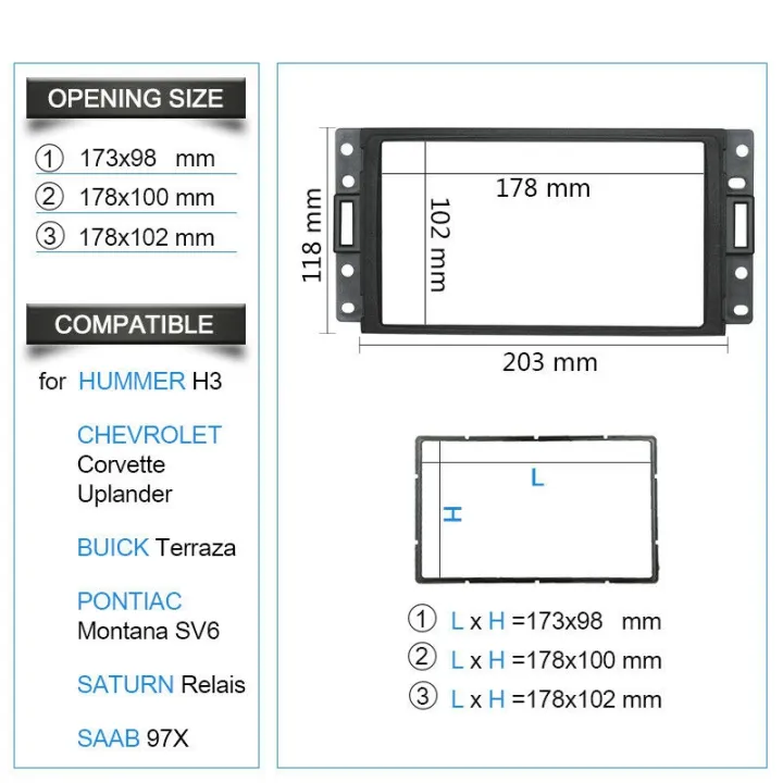 ARELENE%20Double%20Din%20Fascia%20for%20H3%20/SAAB%2097X/%20Radio%20DVD%20Stereo%20CD%20Panel%20Dash%20Mount%20Trim%20Frame%20-%20Image%203