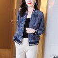 Zai Sports Realistic Printed Shirt Jacket Casual Wear Baseball Silk New Spring and Summer Women's Blue Bull Flower 2023 Short Jacket. 