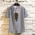 Shirt Trendy New Short Pattern Selected Summer Lined Thin Thick Shirt Business Men Vertical Version Men's Slim Summer Sleeve Shirt Men's Clothing. 
